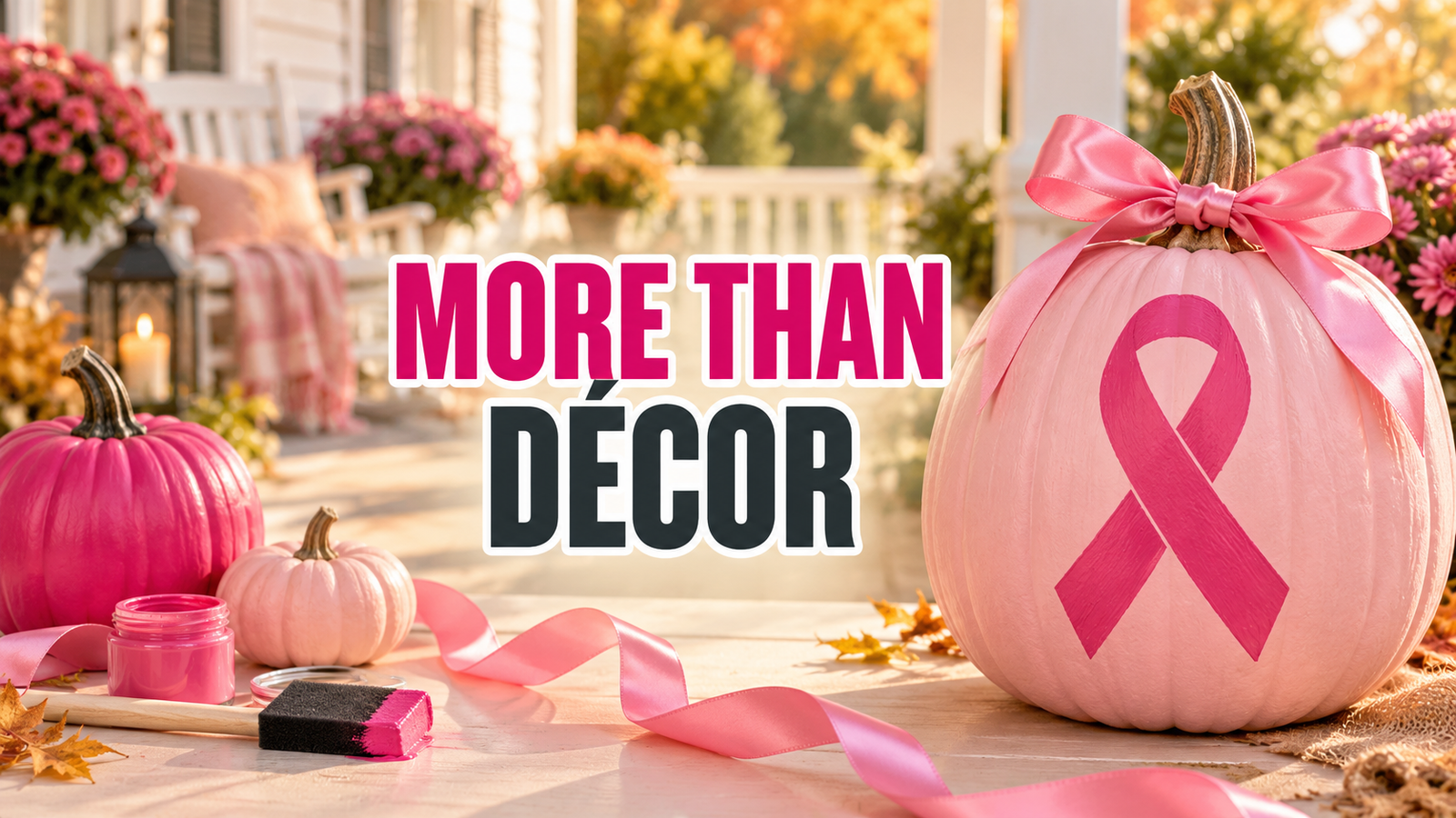 Pink Ribbon Pumpkin for Breast Cancer